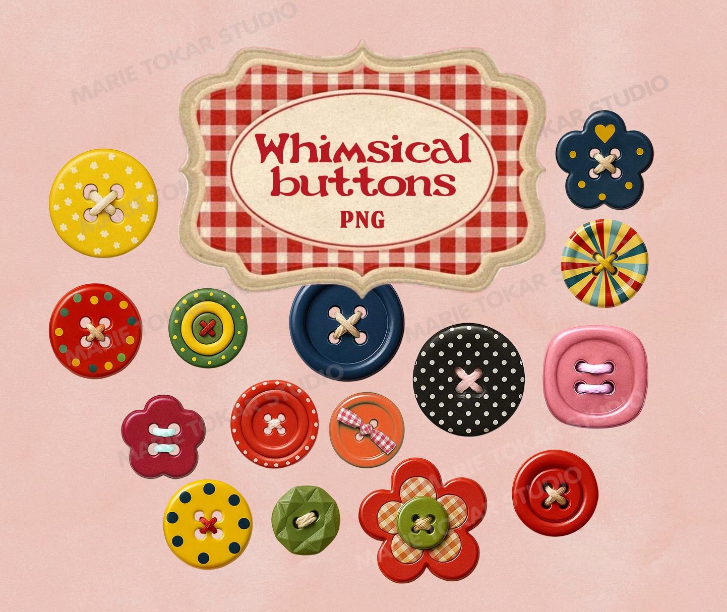 15 Fun Button Clipart Pngs – Whimsical Sewing Buttons for DIY Crafts ...