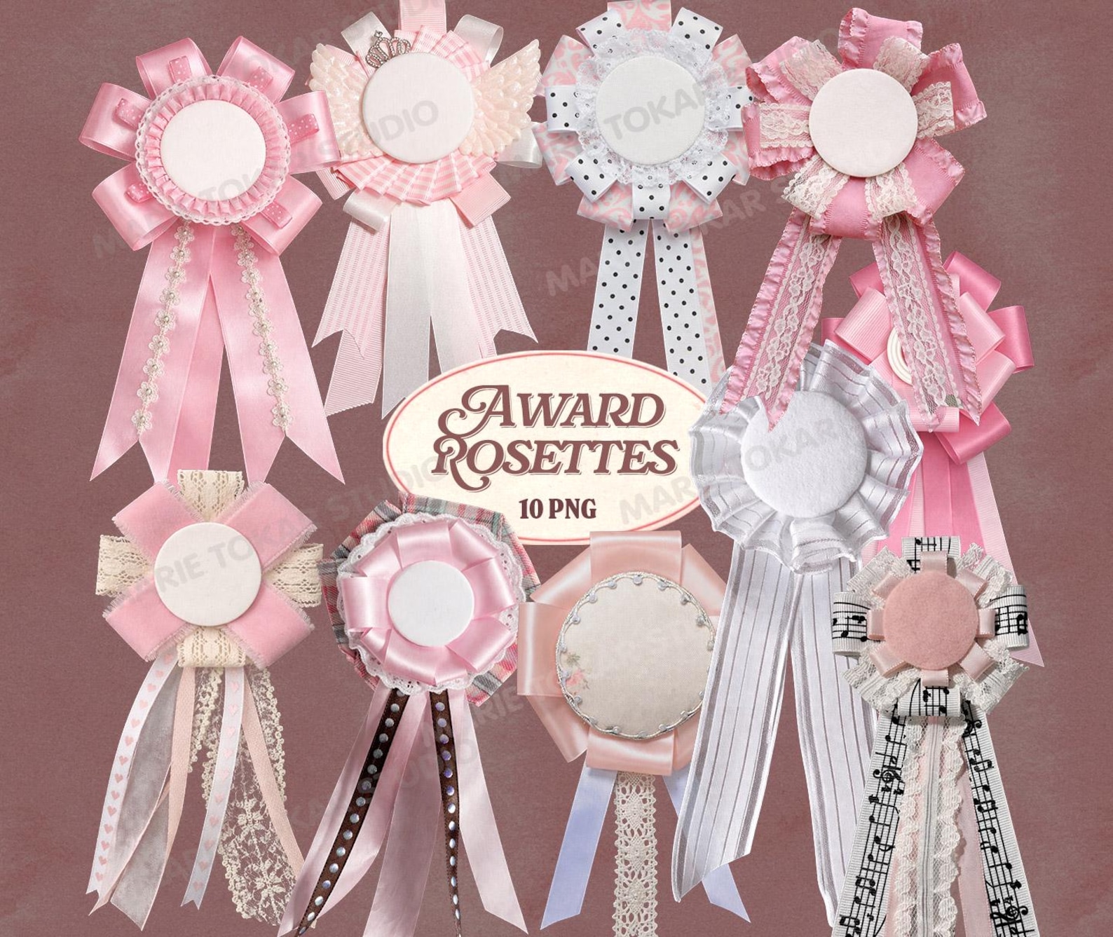 Award Rosette Clipart PNG Set Pink Vintage Ribbon Badges Coquette award-rosette-clipart-png-set-pink-vintage-ribbon-badges-coquette