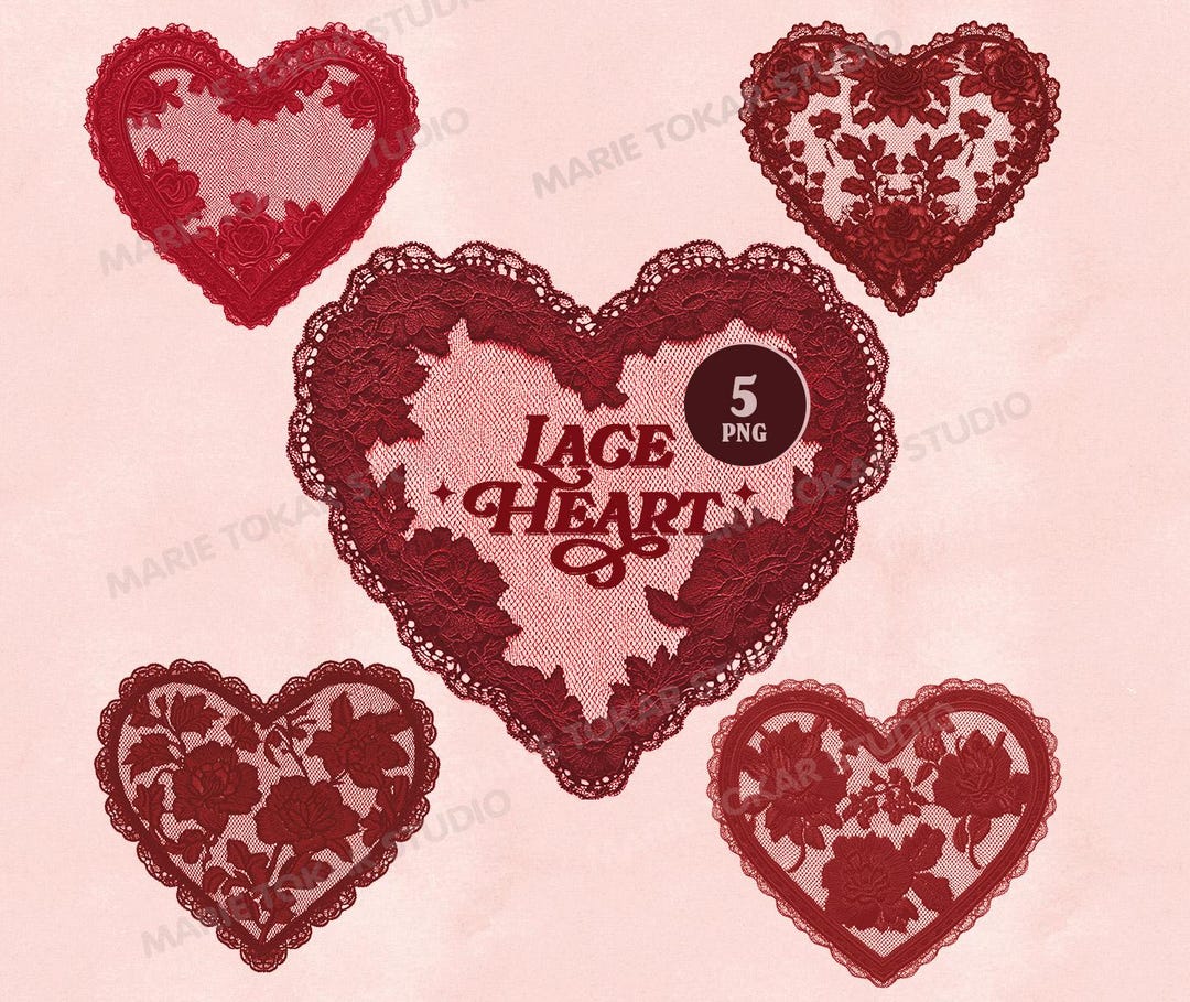 Romantic Lace Heart PNG Clipart, Vintage Floral Lace Hearts, Collage ...
