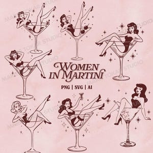 ピンナップガール イラスト コップ 4個セット ヴィンテージ Cocktail pin up girl - Etsy 日本
