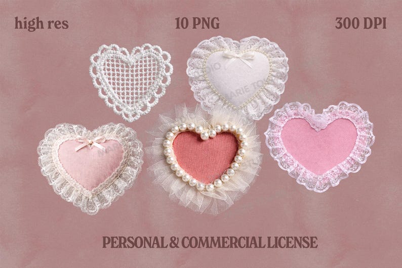 Coquette Lace Heart PNG Clipart, Vintage Fabric Hearts, Romantic ...