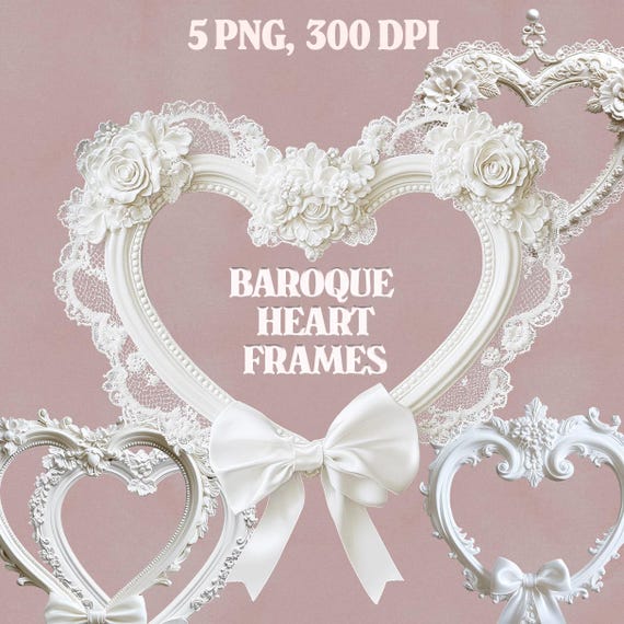 Romantic Baroque Heart Frames PNG Transparent Lace Floral