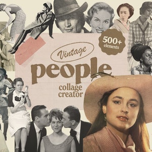 INSTANT DOWNLOAD, Printable, Vintage Retro Digital People Collage Kit 500+ png