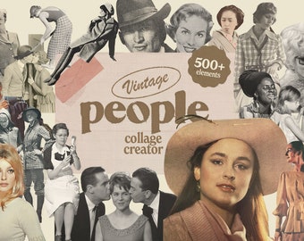 TÉLÉCHARGEMENT INSTANTANÉ, Imprimable, vintage Retro Digital People Collage Kit 500+ png