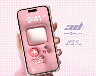 Glänzendes 3D Game Boy Wallpaper für das Handy | Kissen Pusteblumen Tapete | Kawaii Tapete | iPhone Hintergrund | Samsung Hintergrundbild