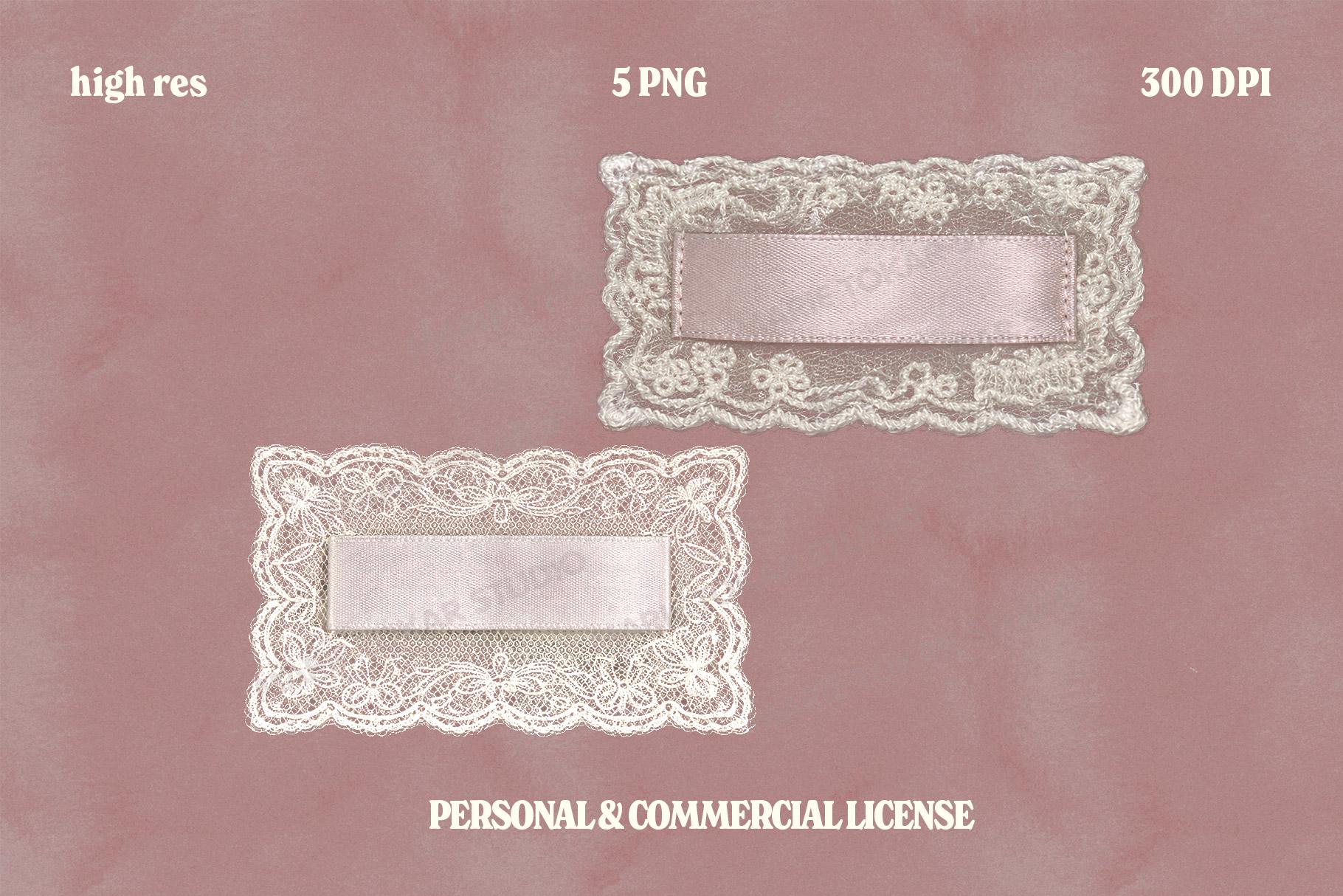 Vintage Lace Labels PNG Bundle, Fabric Tag Clipart, Shabby Chic Wedding ...
