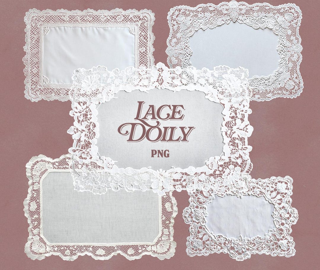 Lace Rectangular Doiley Vintage Rectangular Lace Doily PNG Set | Transparent Digital ...