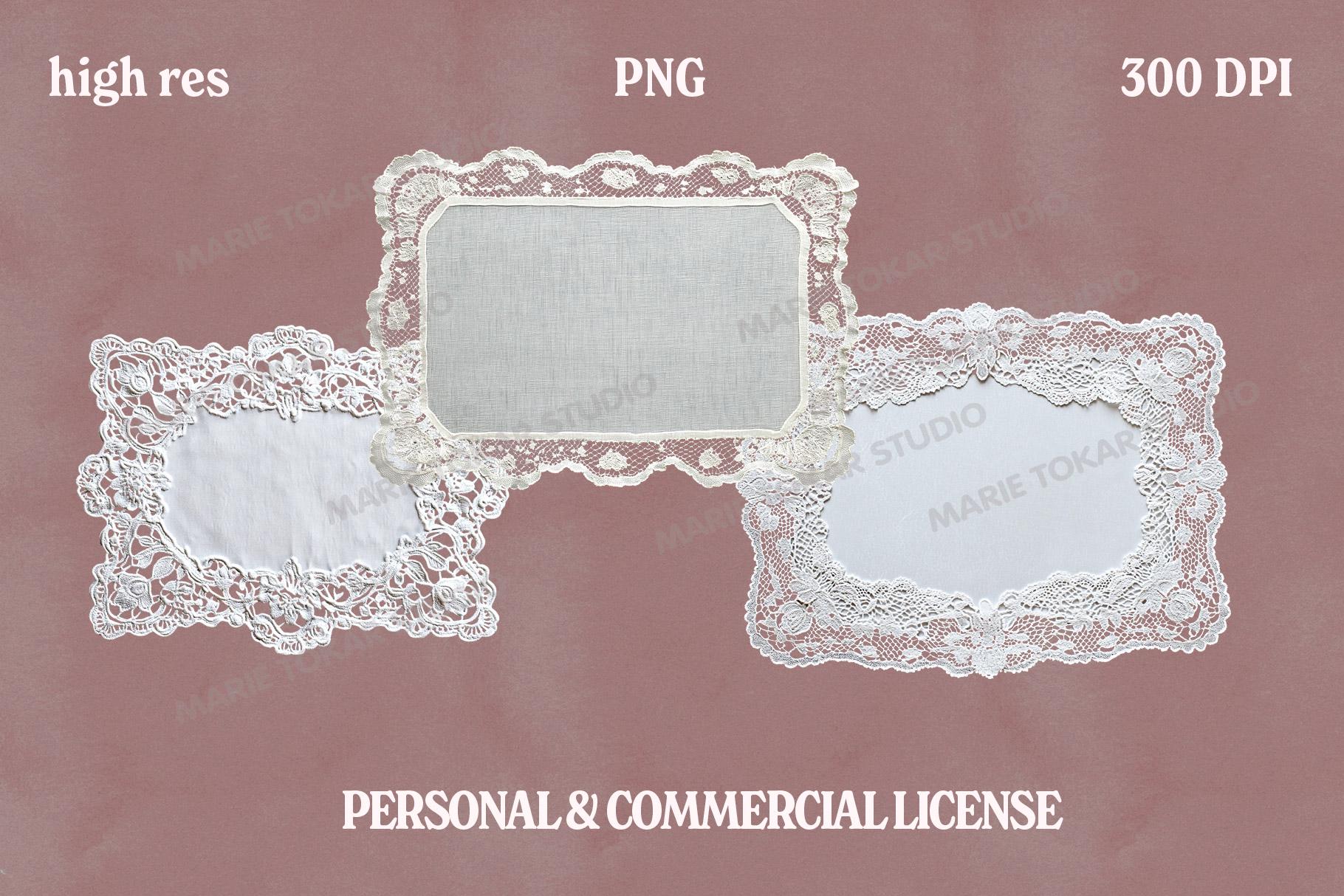 Lace Rectangular Doiley Vintage Rectangular Lace Doily PNG Set | Transparent Digital ...
