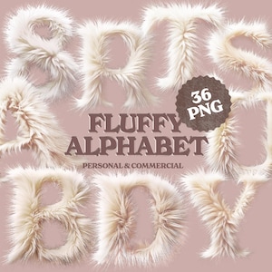 Conjunto de alfabetos suaves y esponjosos PNG: 36 imágenes prediseñadas de alta calidad con fondo transparente para arte digital, manualidades y uso personal y comercial