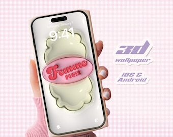 Glänzendes feministisches Zitat 3D Wallpaper für Handy | Puff Kissen Tapete | Kawaii Tapete | iPhone Hintergrund | Samsung Hintergrundbild