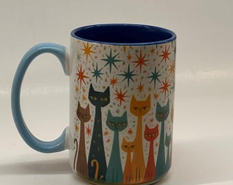 retro cats mug