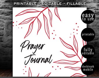 Prayer Journal Printable | Bible Study Guide | Gratitude Journal | Digital Bible Study Journal | Reflection Notes PDF | Daily Prayer Planner