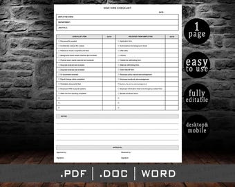 Checkliste für neue Mitarbeiter Pdf Docx Word Checkliste für neue Mitarbeiter Bearbeitbare digitale Datei, Mitarbeiter-Ondriing-Vorlage. HR New Hire Form