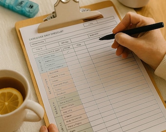 Printable Caregiver Daily Log & Timesheet – Elderly Care Checklist (PDF • Excel • Google Sheets)