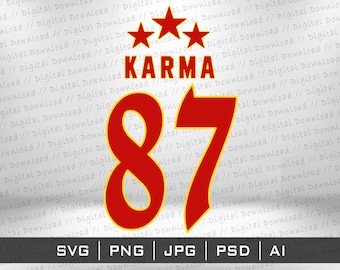 Karma 87 Star Jersey Design SVG Png, Cricut Cutting files, sublimation instant digital download, vector image files Stickers TShirt Taylor S