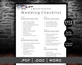 Example Wedding Documents Wedding Checklist Template Pdf Docx Word Wedding Checklist Form ...