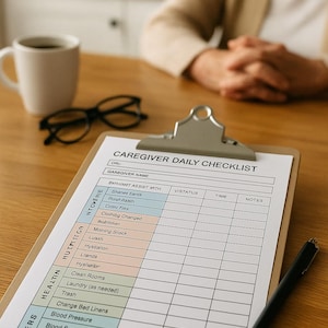 Printable Caregiver Daily Log & Timesheet – Elderly Care Checklist (PDF • Excel • Google Sheets)