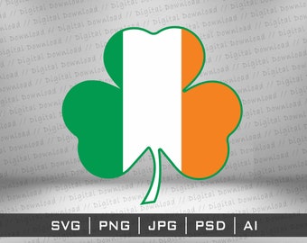 Shamrock Irish Flag SVG Png, Cricut Cutting files, St. Patricks day svg, sublimation instant digital download, vector image files Stickers