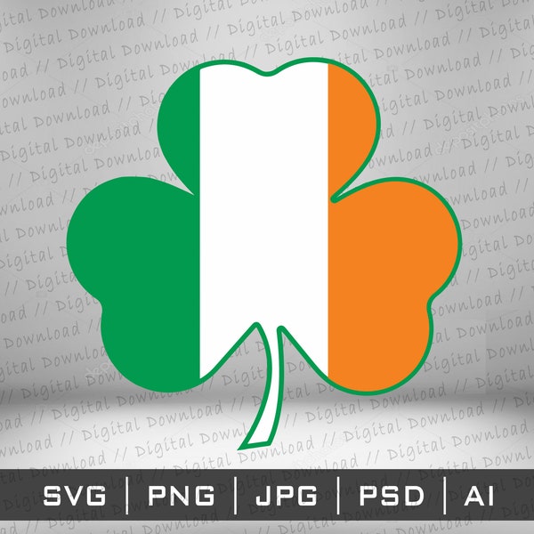 Shamrock Irish Flag SVG Png, Cricut Cutting files, St. Patricks day svg, sublimation instant digital download, vector image files Stickers