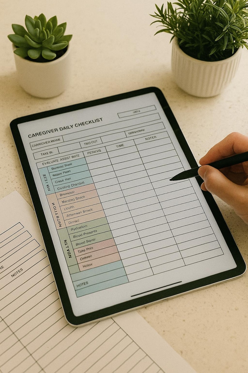 Printable Caregiver Daily Log & Timesheet – Elderly Care Checklist (PDF • Excel • Google Sheets)