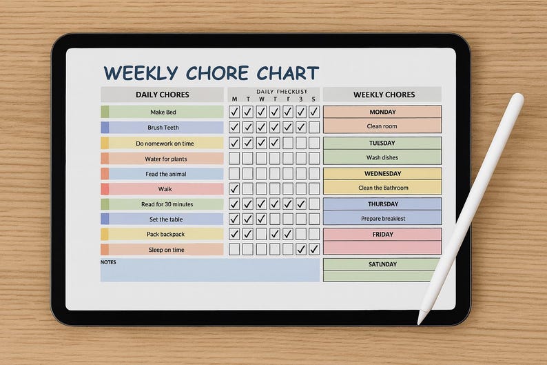 Fillable Editable Weekly Chore Chart for Kids | Kids Weekly Responsibility Chart | Kids Chore List|Kids Daily Routine Checklist|Daily Chores image 4