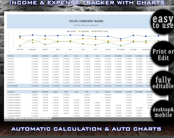 Monthly Profit & Loss Statement Template - Excel Google Sheets Template for Tracking Profit and Loss by Month. Profit and Loss Spreadsheet