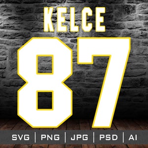 Kelce 87 White Gold Jersey Design SVG Png, Cricut Cutting files, sublimation digital download, vector image files Stickers TShirt Travis