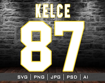 Kelce 87 White Gold Jersey Design SVG Png, Cricut Cutting files, sublimation digital download, vector image files Stickers TShirt Travis