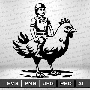 Chicken Jockey SVG Png, Cricut Cutting files, sublimation instant digital download, vector image files Stickers T-Shirt Silhouette