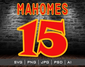 Mahomes 15 PNG Jersey Design SVG Png, Cricut Cutting files, sublimation instant digital download, vector image files Stickers TShirt Patrick