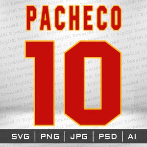 Pacheco 10 Jersey Design SVG Png, Cricut Cutting files, sublimation instant digital download, vector image files Stickers T-Shirt Fernando