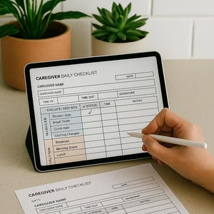 Printable Caregiver Daily Log & Timesheet – Elderly Care Checklist (PDF • Excel • Google Sheets)