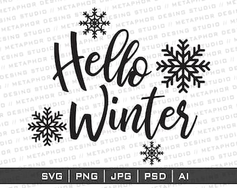 Hello Winter Svg, Christmas png, cricut cutting files, sublimation instant digital download