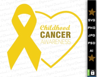 Childhood Cancer awareness Svg, Cancer Gold Day png, Yellow Day SVG Cricut Cutting files, sublimation instant digital download