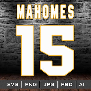 Mahomes 15 Jersey Design SVG Png, Cricut Cutting files, sublimation instant digital download, vector image files Stickers T-Shirt Patrick