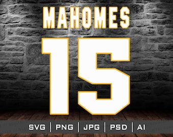Mahomes 15 Jersey Design SVG Png, Cricut Cutting files, sublimation instant digital download, vector image files Stickers T-Shirt Patrick