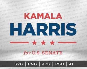 Kamala Harris SVG Png, Cricut Cutting files, sublimation digital download, vector image files Stickers TShirt