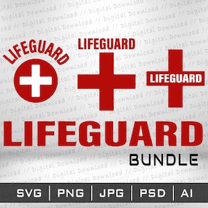 Lifeguard Bundle Vector SVG Png Jpg Cricut Cutting files, sublimation instant digital download, vector image files Stickers T-Shirt 2025