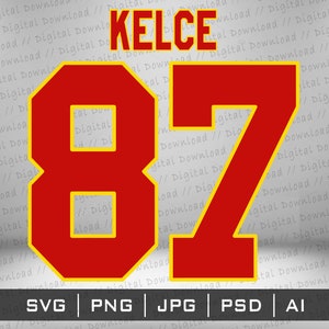 Kelce 87 Jersey Design SVG Png, Cricut Cutting files, sublimation instant digital download, vector image files Stickers T-Shirt Travis