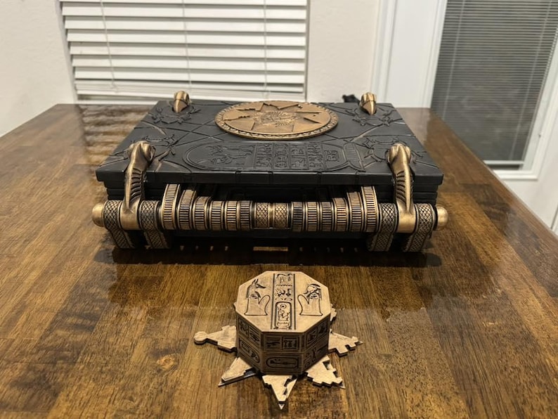 Book of the Dead inspired prop with matching Egyptian style key