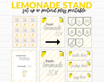 Puesto de limonada, configuración de limonada imprimible, juego de simulación de limonada