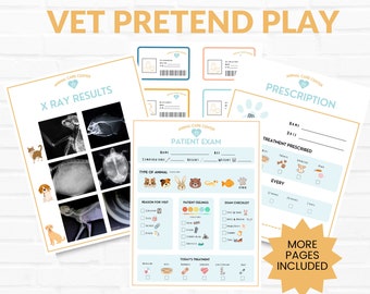 Vet Clinic Pretend Play Printable, Pretend Veterinary Set, Vet Dramatic Play, Veterinarian Animal Activity, Animal Hospital, Pet Clinic