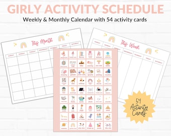 Horario de actividades femeninas, Calendario de actividades con tarjetas de actividades,