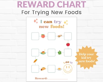 Tabla de recompensas por probar nuevos alimentos, Tabla de nuevos alimentos, Tabla de recompensas para niños, Tabla de recompensas para niños
