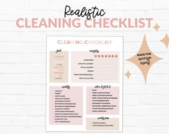 Lista de verificación de limpieza realista para mamás, Horario de limpieza para mamás, Horario de limpieza simple, Lista de verificación de limpieza simple para mamás