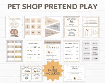 Juego de simulación de tienda de mascotas imprimible, juego de simulación de tienda de mascotas, juego dramático de adopción de mascotas, actividad de adopción de mascotas, adopción de tienda de mascotas