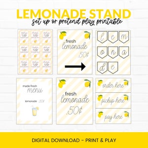 Lemonade Stand, Printable Lemonade Set Up, Lemonade Pretend Play