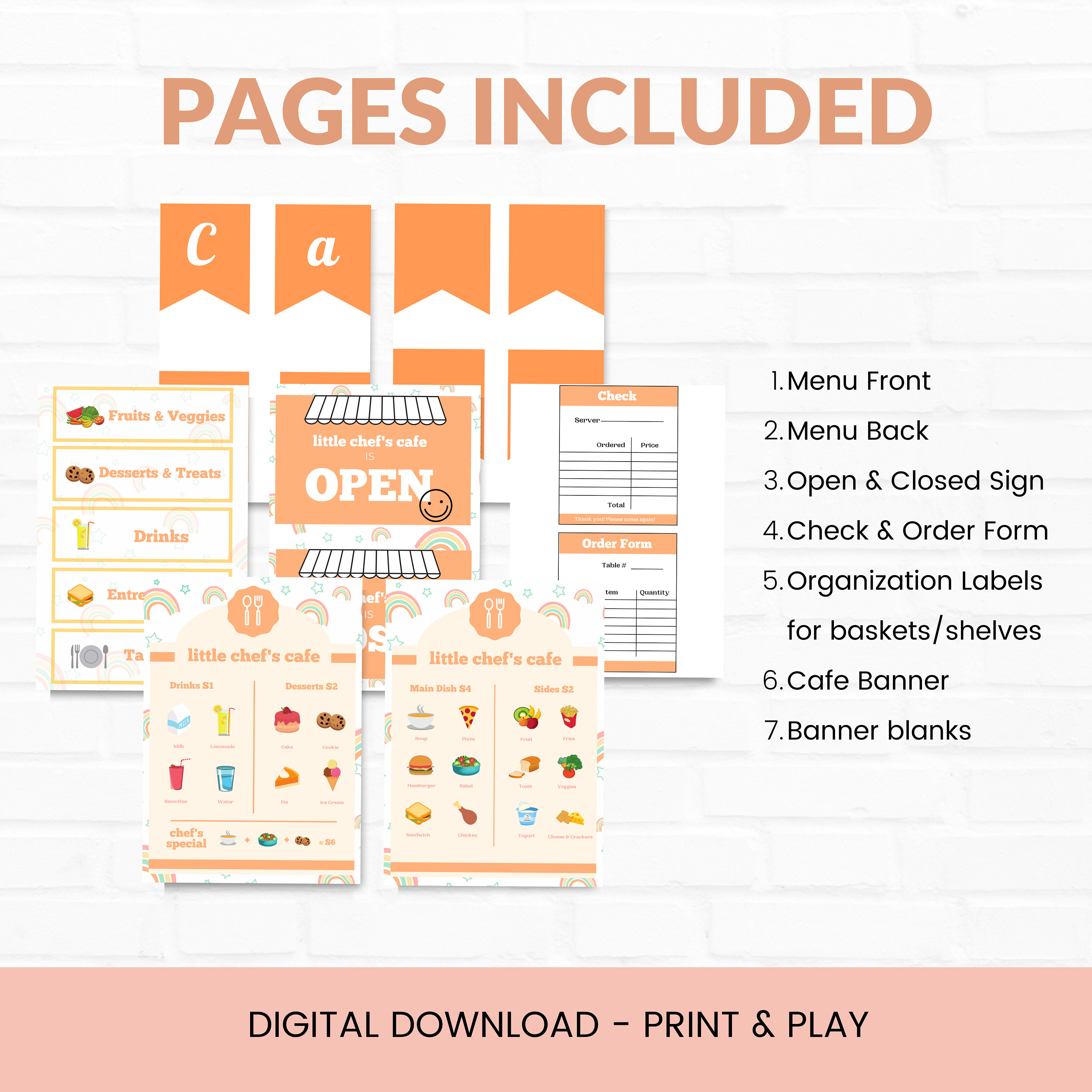 Cafe Pretend Play Printable, Play Kitchen Menu, Pretend Kitchen ...