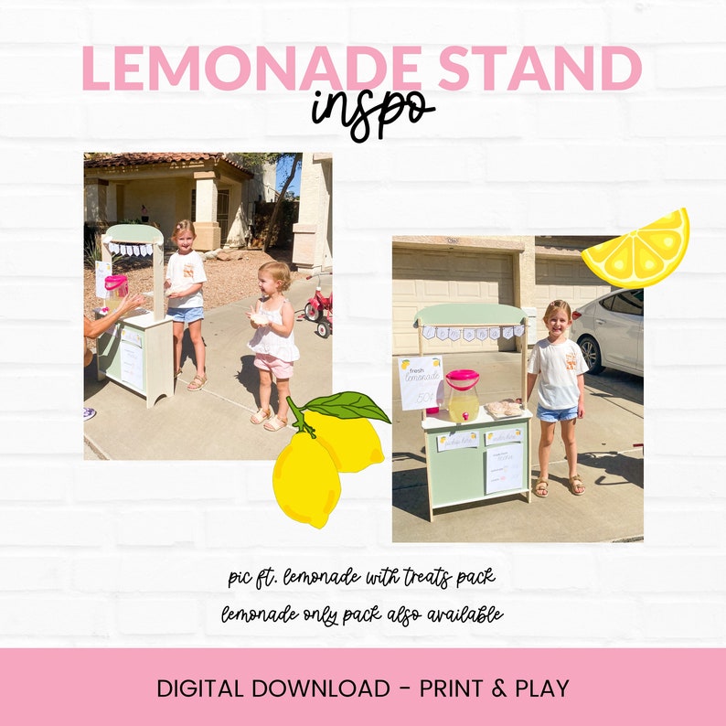 Lemonade and Treat Stand, Printable Lemonade Set Up, Lemonade Pretend