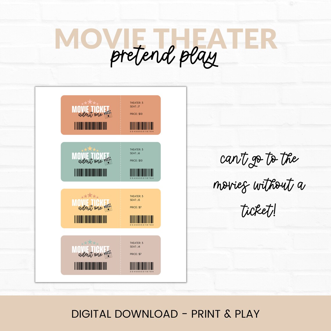 Kid's Movie Theater Pretend Play Movie Theater Dramatic - Etsy